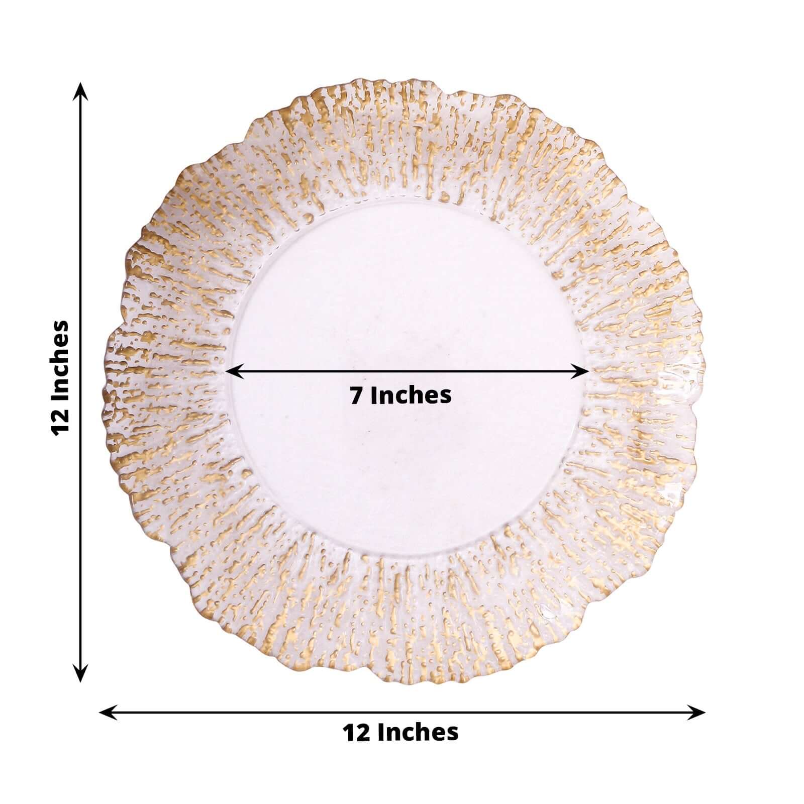 6-Pack Plastic Charger Plates 12", Round Clear with Gold Brushed Scalloped Reef Rim - Decorative Dinner Party Serving Plates - Image 3