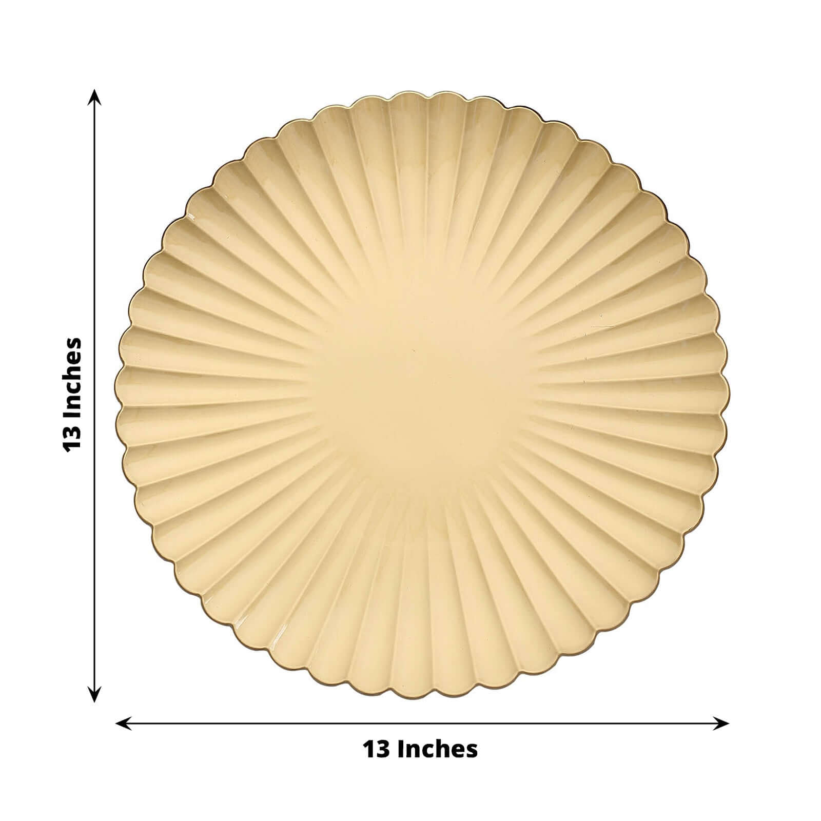 6-Pack Plastic Charger Plates 13" Round Gold with Scalloped Shell Pattern - Coastal Inspired Disposable Charger Tableware - Image 3